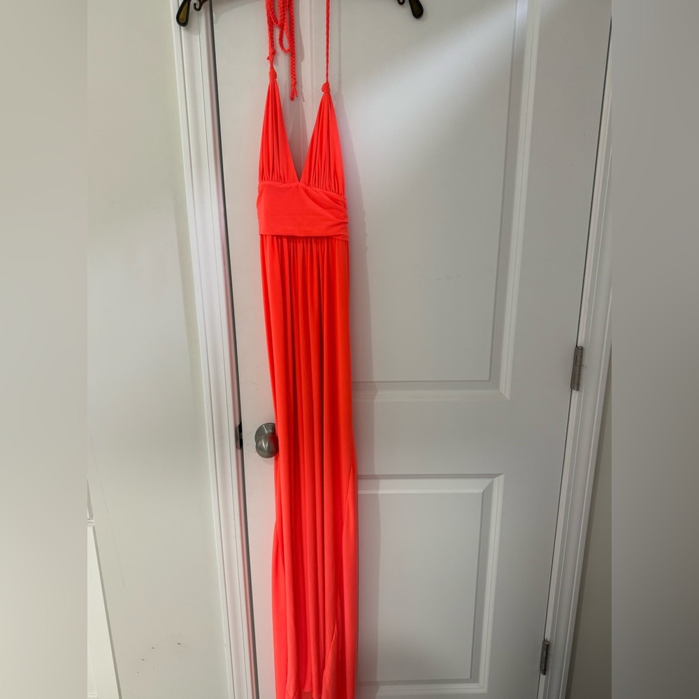 Vibrant Red Maxi Halter Dress